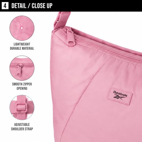 Image of Reebok Womens Crossbody Bag - Lightweight Stylish Nylon Quilted and Non-Quilted Everyday Crossbody Sling Bags for Women