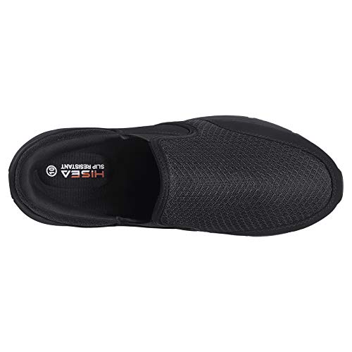 Hisea Non Slip Shoes For Men, Slip On Nurse Chef Work Shoes, Slip Resistant Work Sneakers For Restaurant And Healthcare Workers Size 11.5 Black #TOP5