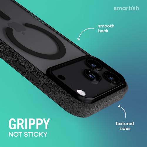 Image of Smartish iPhone 17 Pro Max MagSafe Clear Case - Gripmunk Magnetic Slim Case [Lightweight + Protective] Anti-Yellowing Thin Grip Clear Cover for Apple iPhone 17 Pro Max - Clearly Black