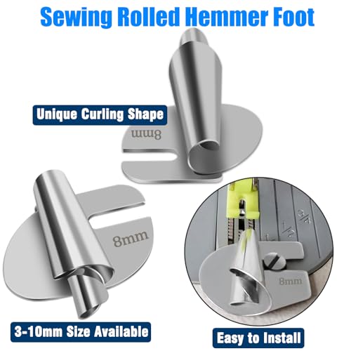 image for TOOVREN Sewing Rolled Hemmer Foot 8PCS Rolled Hem Presser Foot 3/4/5/6