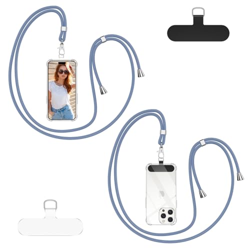 Cordino per Cellulare Universale con 2 Patch Tracolla da Collo Nylon Collana Regolabile e Rimovibile Catena per Maggior Parte Smartphone Corda per iPhone Samsung Google Xiaomi Grigio Latte