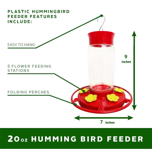 Hummingbird Feeder 20 Oz Plastic Hummingbird Feeders for Outdoors Hanging Humming Bird Feeders for Outside with 6 Feeding Port Bird Water Feeder Backyard Feeder with Ant Moat - Thumbnail 2
