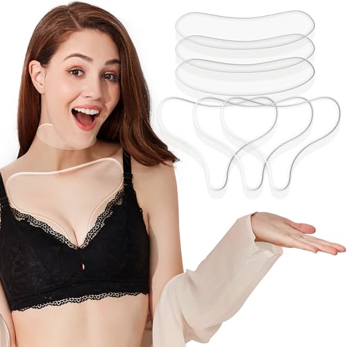 Pacify 6 Pack Silicone Chest Wrinkle Pad & Neck Patches for Wrinkles, Reusable Anti Wrinkle Chest Patches for Overnight & Side Sleeping (3 Chest + 3 Neck)