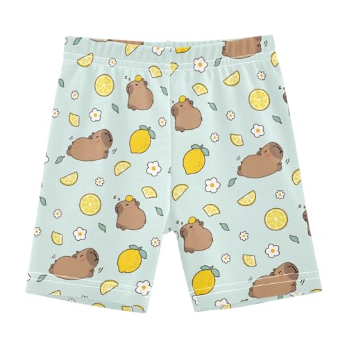 Capybara with Lemons Girls Shorts Elastic Waist Sports Shorts Girls Leggings Pants for 4-10 Years