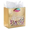 Hallmark signature 7 medium gift bag with tissue paper hooray gold with pink teal purple confetti for bridal showers graduations retirements and more  urban country home decor