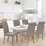 Dining Chair Cover,Dining Room Chair Covers Set of 2,Jacquard Stretch Kitchen Chair Cover,Detachable Washable Dining Chair Cover,Parsons Chair Slipcovers Protective,for Home,Restaurant,Banquet(Khaki) - Image 2