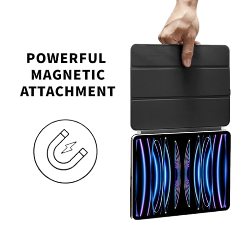 Image of LIRAMARK Case for Apple iPad Pro 11 inch 2022 /2021 /2020 4th /3rd Generation, Powerful Magnetic Case, Slim Trifold Stand, Supports Pencil Pro and Pencil (USB-C), Rebound Series - Black
