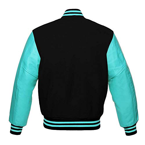 Varsity Jacket Baseball Letterman Bomber School Premium Wool Tiffany Genuine leather sleeves2