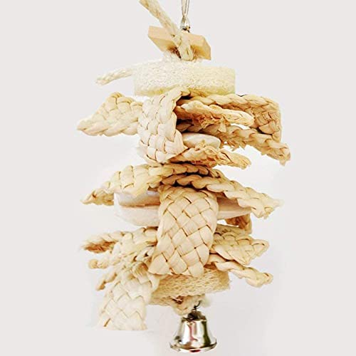 Litewoo Parrot Chew Toys Bird Beak Grinding Grass with Bell Swing Suitable for Parakeet Cockatiel Cockatoo Conures Budgie Lovebirds Finch