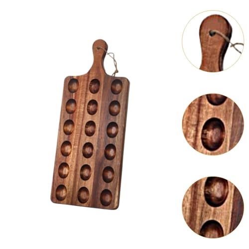 Generic Wood Egg Holder Rack Egg Organizer Rack Rustic Egg Platter Fruit Bread Serving Platter for Camping Cabinet Household Tabletop, 18 Holes with Handle