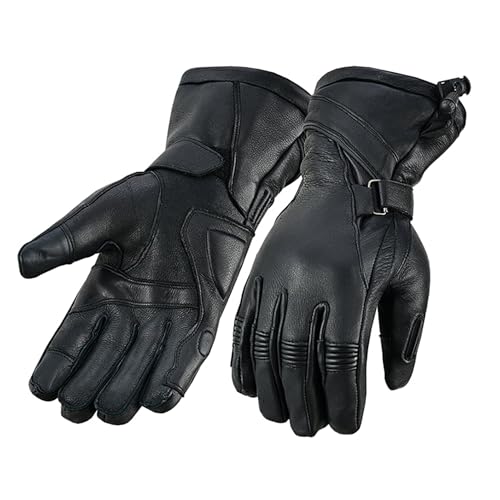 Daniel Smart Deerskin Leather Gloves - Protective Cruiser Motorcycle Gloves with Adjustable Wrist Strap (Medium)