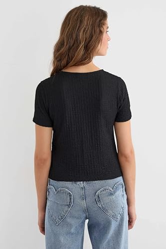 Short Sleeve Tie-Up Detail Blouse4