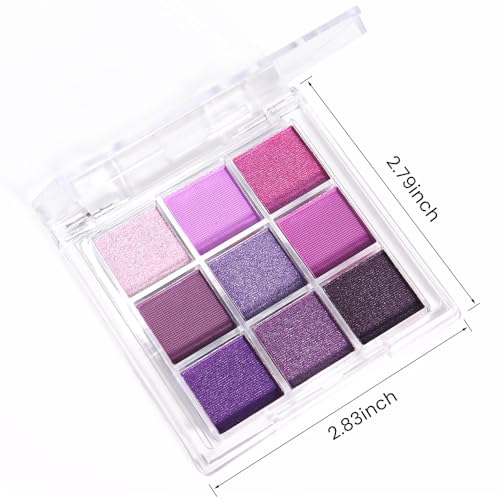 evpct 9 Colors Purple Glitter Eyeshadow Palette, Lavender Violet Purple Pink Glitter Metallic Shimmer Sparkly Eye Shadow Palette Makeup for Older Women Blue Eyes, Highly Pigmented Waterproof eyeshadow