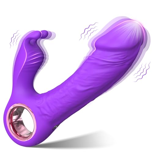 Rabbit Vibrator G Spot Vibrators, Sex Toy for Clitoral Nipple Anal - 2 in 1 Soft Clitoral Vibrator with 10 Vibrating Modes Waterproof Realistic Adult Sex Toys for Women and Couples Pleasure (Purple)