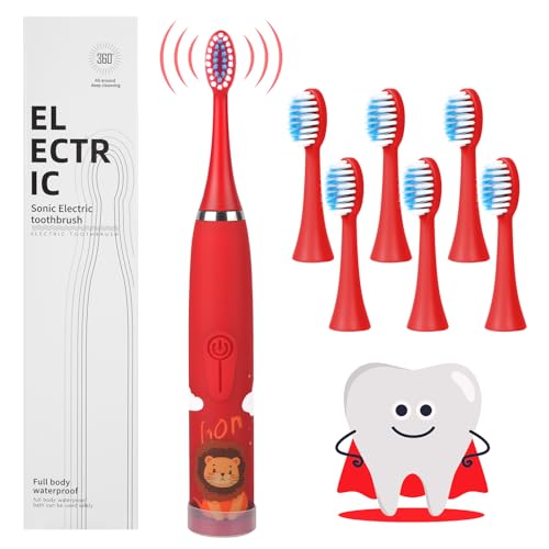 Vicloon Spazzolino Elettrico,Spazzolino Bambini con 6 Pezzi Testina Dello Spazzolinos e Timer Intelligente,con Vibrazione Morbido e Comodo Manico Spazzolini,IPX6 Spazzolinos per Ragazzi e Ragazze