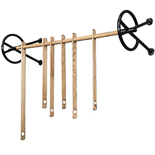 Porte-manteau avec 6 planches suspendues en bois pour rangement premium