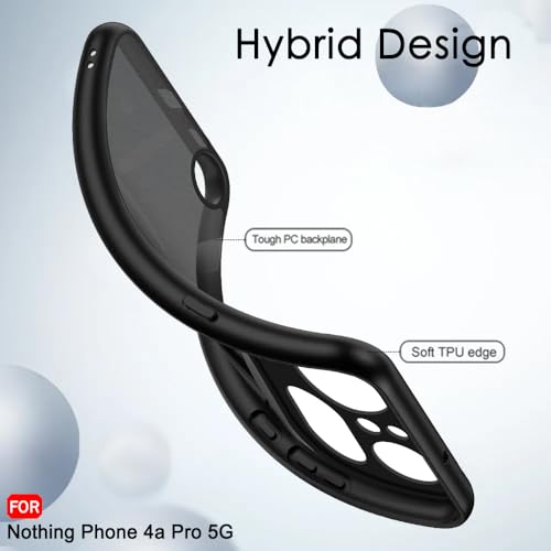 Image of TheGiftKart Hybrid Shockproof Back Cover Case for Nothing Phone 4a Pro 5G | Hard Back Cover Case for Nothing Phone 4a Pro 5G (PC & TPU, Translucent Smoke Matte Back, Black Sides)