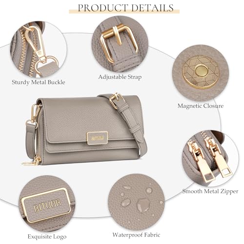 Handtasche Damen Klein, BITUOR Kleine Handy Umhängetasche, PU Leder Handytasche, Mini Crossbody Bag mit Kartenschlitz, Fraun Schultertasche Elegant mit Verstellbar Schultergurt für Party Freizeit Date – Bild 6