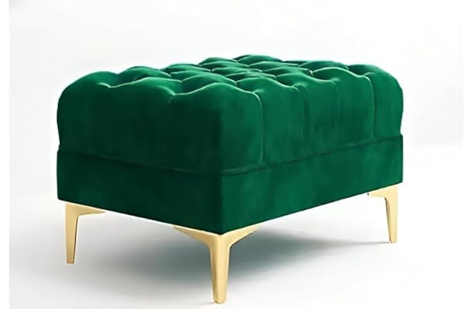 Image of Solid Wood Velvet Fabric L Shape Sofa Sofa for Living Room Button Tufted Sofa Chair for Home & Office (Left Aligned L-Shaped (Green)