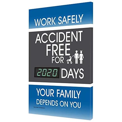 ComplianceSigns.com Work Safely Accident Free for__ Days Digital Safety Scoreboard, 28x20 inch Aluminum Cover