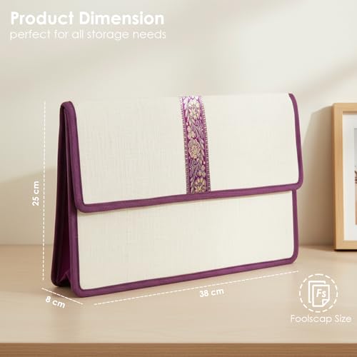 Image of Shuban Jute Document File Folder | Eco-Friendly A4 Size Envelope Folder with Velcro Closure | Multipurpose Certificate, Office, School & Travel Document Organizer (Style -1- Jute Folder- 1 Pcs)