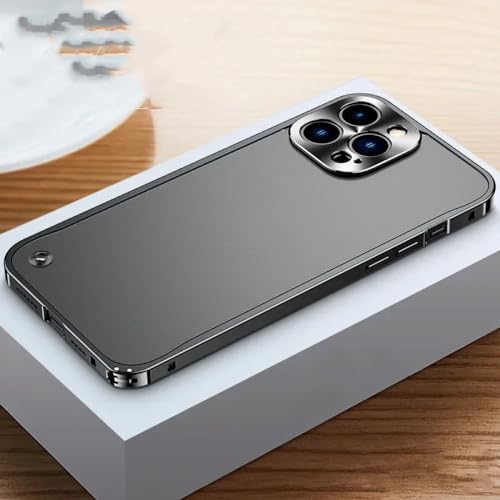 Étui pour iPhone 13 noir coque de protection cadre en métal et acrylique translucide