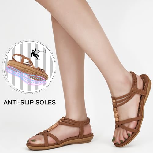 Alicegana Womens Sandals Summer Dressy Gladiator Flat Comfortable Walking Shoes Non Slip Casual Beach Ladies Sandal4