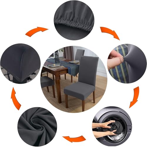 Meision Stuhlhussen 4 oder 6er Set Stretch Stuhlhussen Abnehmbare waschbar Spandex Stuhlüberzug Stuhlbezug Stretch Universale für Hotel… – Ansicht 6