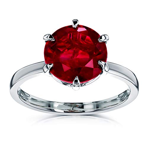 Kobelli 10mm Created Red Ruby 6-Prong Solitaire Ring 14k White Gold