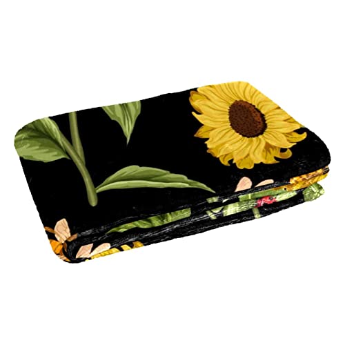 Couverture douce et chaude coccinelle sur tournesol, plaid multifonction