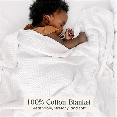 Image of Simka Rose Waffle Baby Blanket Cotton Soft Breathable Swaddle Blanket for Nursery, Stroller & Crib Blanket -Receiving Blankets for Boys & Girls Gender Neutral Toddler Blanket