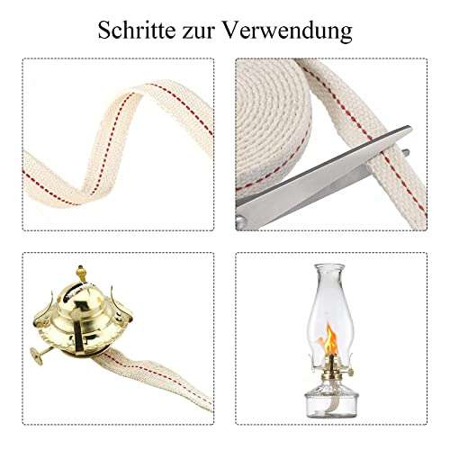 qingmeng Docht für Öllampen aus Baumwolle,4 m lang|10mm Premium Öllampendocht, Docht für Petroleumlampen, Lampendocht, Glasfaserdocht für Gartenfackel, Laterne, Petroleumlampe, Öllampe Beleuchtung