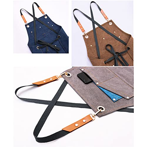 FYYYY Delantal Cocina, Delantal con Espalda Cruzada para Hombres Y Mujeres con Correas Ajustables Y Bolsillos Grandes… - Imagen 7