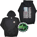 International Black Sweatshirt Sweat Shirt Hoodie Truck Diesel American Flag 4X