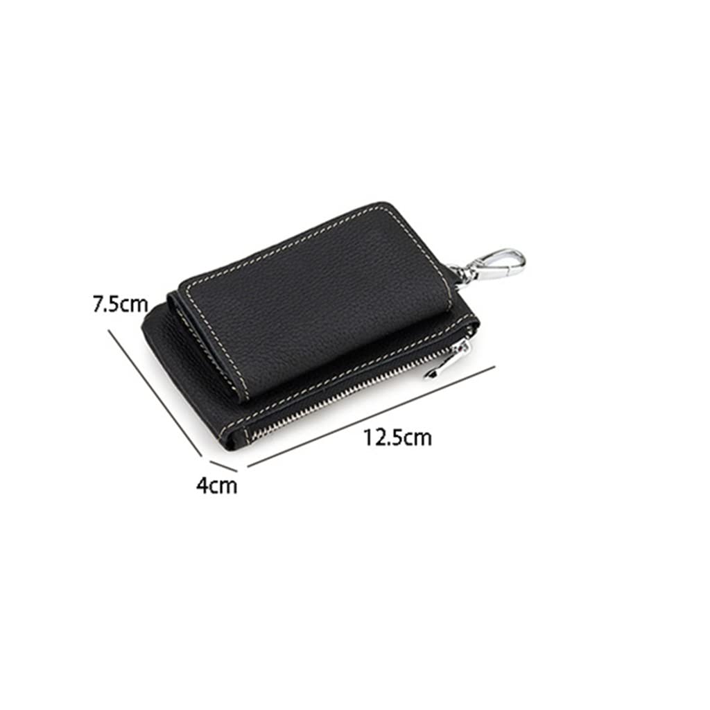 Portachiavi Portafoglio In Pelle – Grande Capacità, 6 Ganci Per Chiavi, 2 Slot Per Carte, Design A Scatto Regolabile, Nero E Marrone, Ideale Per Uomo E Donna