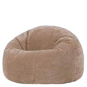 Icon Kingston Sitzsack Cord, Mokkabraun, Sitzsack Erwachsene mit Füllung, Bean Bag, Cord Sessel, Lounge Sessel, Lounge Stuhl, Schlafzimmer, Wohnzimmer, Wohnzimmer Möbel