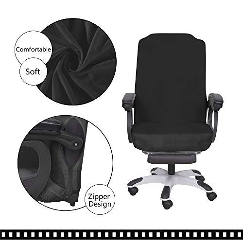 Image of SARAFLORA Office Chair Cover- Medium, Black- Removable Computer Chair Cover for Office Chair with Zipper for Universal Rotating Chair Desk Chair Cover High Back Chair Seat Washable Protector for Pets,Polyester;Spandex