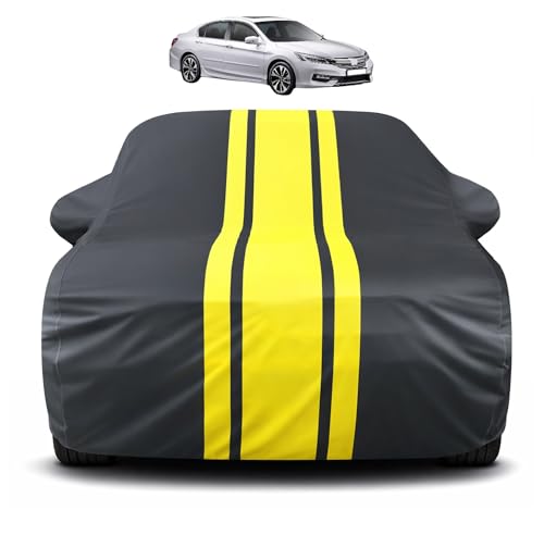 Image of Auto Hub Car Cover Compatible with Honda Accord (Model : 2017-Till Date) with Mirror Pocket, Soft Cotton Lining, Accord Car Cover Waterproof - Yellow-Black