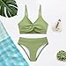 Weixinbuy Girls' Swimsuit Kid Two-Piece V-Neck Bikini Set Spaghetti Strap Twist Cross Bathing Suit Swimwear Size 11-12 Green