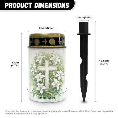 Image of Cross Lily Print Solar Garden Stake Lights Grave Lamp for Outdoor Cemetery Waterproof Dustproof Flameless Solar Lights Automatic Solar Light Solar Light Grave Decoration