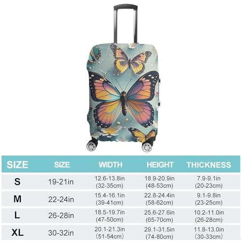 Cute Butterflies Elastic Luggage Cover Suitcase Protector for 19-32 Inch Suitcases | Universal Stretchable Travel Bag Cover | Anti-Scratch, Washable with Zipper Closure L2