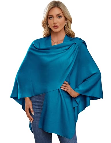 Image of PULI Womens Cross Front Poncho Shawl Wrap Elegant Wedding Formal Gift