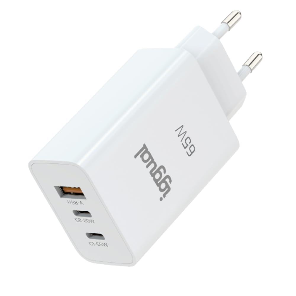 iggual Cargador triple USB-A + 2 x tipo C GaN 65W