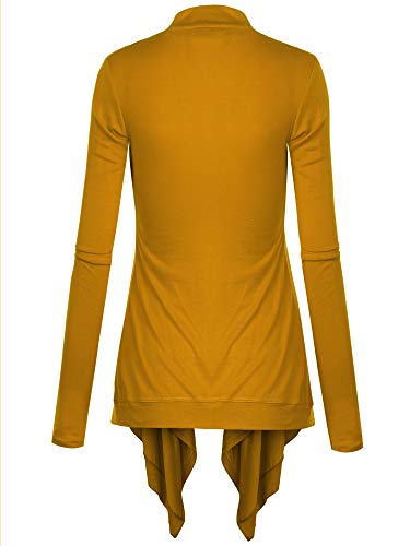 Image of Lock and Love Women's Draped Front Open Asymmetrical Cardigan - Casual Long Sleeve Lightweight Duster