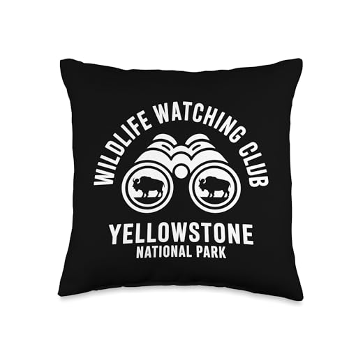 Yellowstone National Park Binoculars Wildlife Watching Throw Pillow