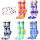 Zmart Colorful Tie Dye Socks - Funky Colorful Socks for Women, 90s Hippie Trippy Gifts