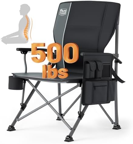 TIMBER RIDGE Aluminum Oversized Camping Chair 500lbs with Lumbar ...