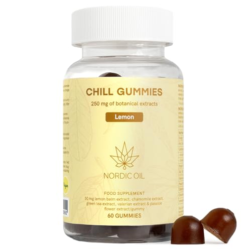 No Stress Gummies | 60 Vegane Gummies | 250 mg de extractos vegetales por goma | valeriana, pasiflora, té verde, manzanilla, melisa | estrés y relajación | Nordic Oil