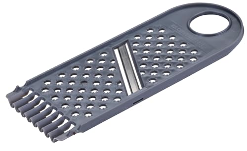 FACKELMANN Gemüsehobel aus Kunststoff mit Edelstahlklingen in aschgrau – optimal für Obst und Gemüse, exaktes Schneiden, leicht und spülmaschinengeeignet, Made in Germany
