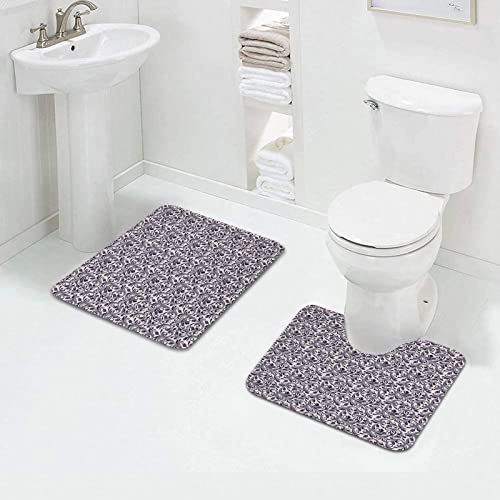 FALOME 2-teilige rutschfeste Badematte,Florale mittelalterliche viktorianische Blütenblätter barocke Blütenwirbel… – Bild 4